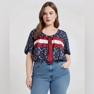 Eloquii Plus Size Women’s Floral Blouse Size 22 Blue